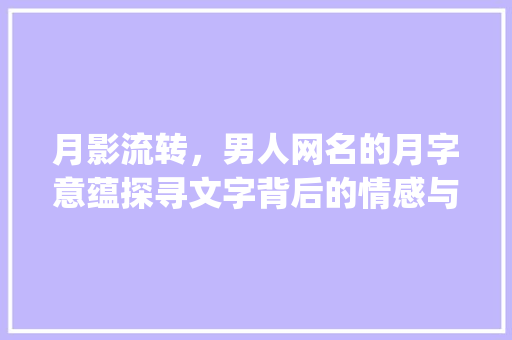 月影流转，男人网名的月字意蕴探寻文字背后的情感与哲思_男人网名取月字的意思是