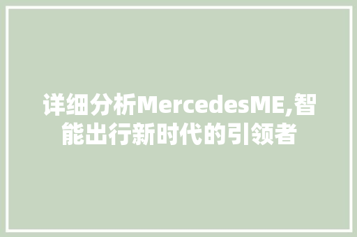 详细分析MercedesME,智能出行新时代的引领者 演讲稿