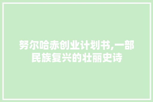 努尔哈赤创业计划书,一部民族复兴的壮丽史诗
