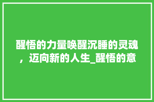 醒悟的力量唤醒沉睡的灵魂，迈向新的人生_醒悟的意思儿十个字