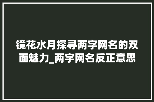 镜花水月探寻两字网名的双面魅力_两字网名反正意思一样的