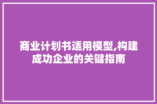 商业计划书适用模型,构建成功企业的关键指南