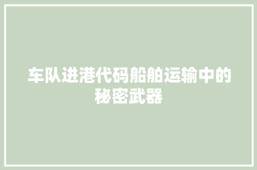车队进港代码船舶运输中的秘密武器