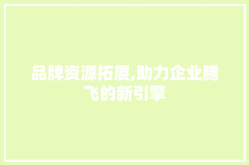品牌资源拓展,助力企业腾飞的新引擎