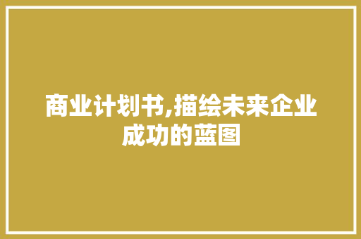 商业计划书,描绘未来企业成功的蓝图