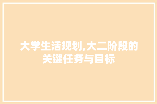 大学生活规划,大二阶段的关键任务与目标