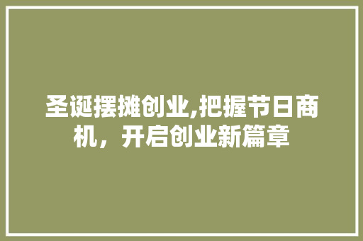 圣诞摆摊创业,把握节日商机，开启创业新篇章 演讲稿