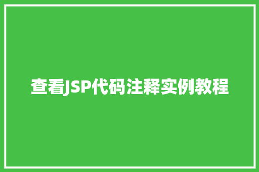 查看JSP代码注释实例教程