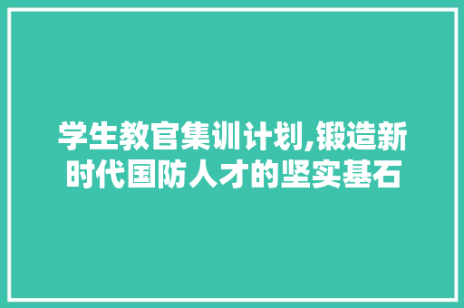 学生教官集训计划,锻造新时代国防人才的坚实基石