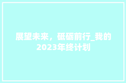 展望未来，砥砺前行_我的2023年终计划
