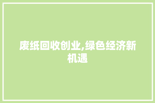废纸回收创业,绿色经济新机遇