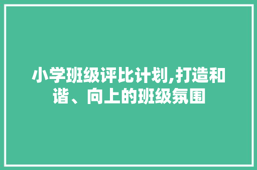 小学班级评比计划,打造和谐、向上的班级氛围