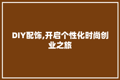 DIY配饰,开启个性化时尚创业之旅