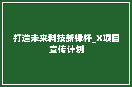 打造未来科技新标杆_X项目宣传计划