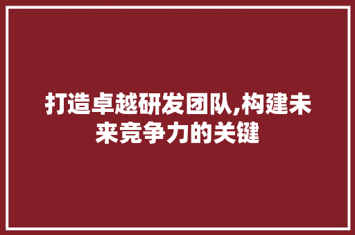 打造卓越研发团队,构建未来竞争力的关键 成语大全