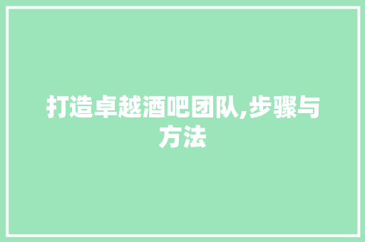 打造卓越酒吧团队,步骤与方法