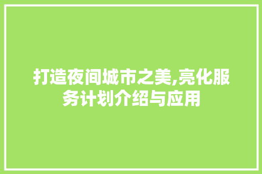 打造夜间城市之美,亮化服务计划介绍与应用