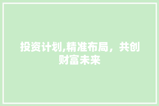投资计划,精准布局，共创财富未来