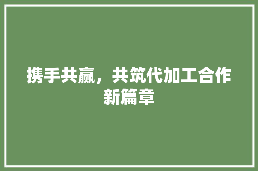 携手共赢，共筑代加工合作新篇章