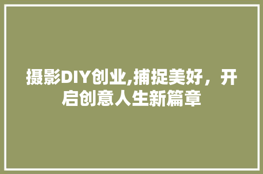 摄影DIY创业,捕捉美好，开启创意人生新篇章