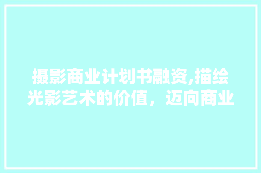 摄影商业计划书融资,描绘光影艺术的价值，迈向商业巅峰
