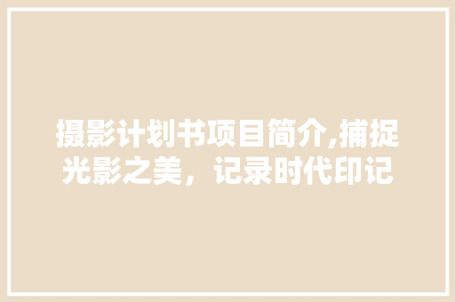 摄影计划书项目简介,捕捉光影之美，记录时代印记