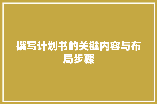 撰写计划书的关键内容与布局步骤
