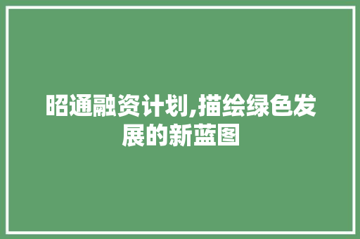 昭通融资计划,描绘绿色发展的新蓝图