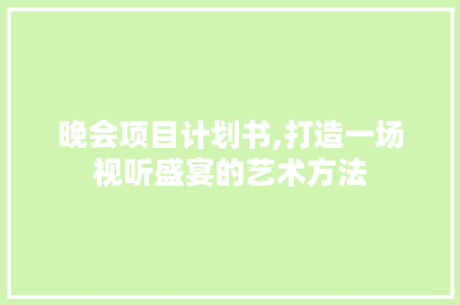 晚会项目计划书,打造一场视听盛宴的艺术方法