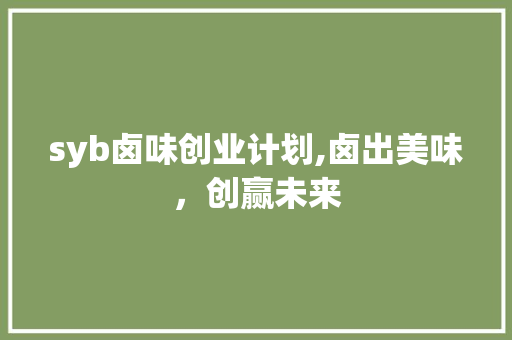 syb卤味创业计划,卤出美味，创赢未来