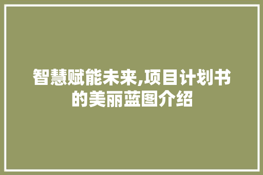 智慧赋能未来,项目计划书的美丽蓝图介绍