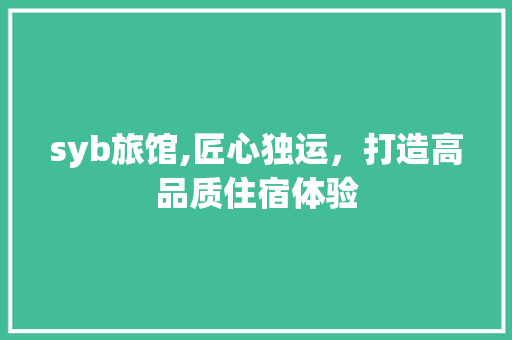 syb旅馆,匠心独运，打造高品质住宿体验