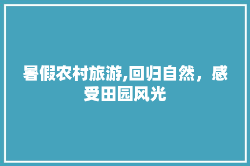 暑假农村旅游,回归自然，感受田园风光