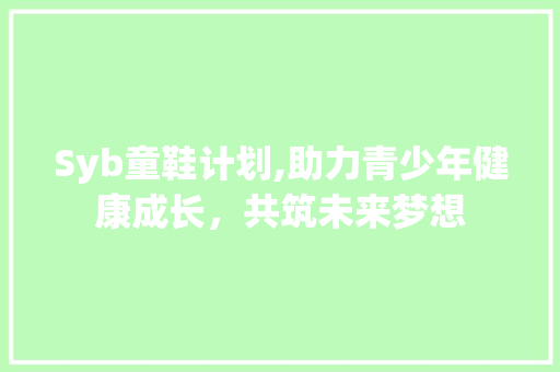 Syb童鞋计划,助力青少年健康成长，共筑未来梦想