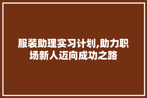 服装助理实习计划,助力职场新人迈向成功之路
