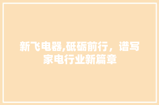 新飞电器,砥砺前行，谱写家电行业新篇章
