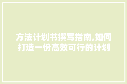 方法计划书撰写指南,如何打造一份高效可行的计划