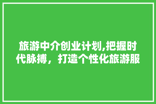 旅游中介创业计划,把握时代脉搏，打造个性化旅游服务新篇章