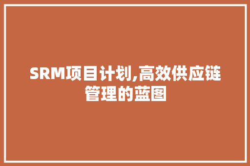 SRM项目计划,高效供应链管理的蓝图