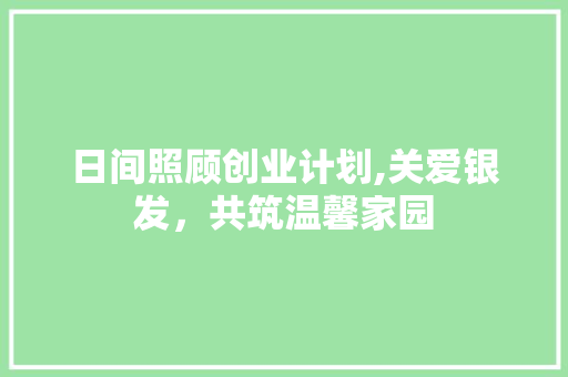 日间照顾创业计划,关爱银发，共筑温馨家园