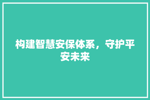 构建智慧安保体系，守护平安未来