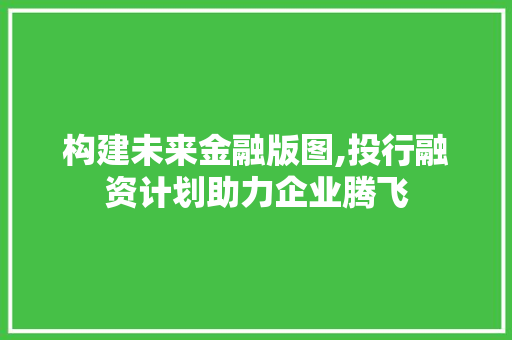 构建未来金融版图,投行融资计划助力企业腾飞