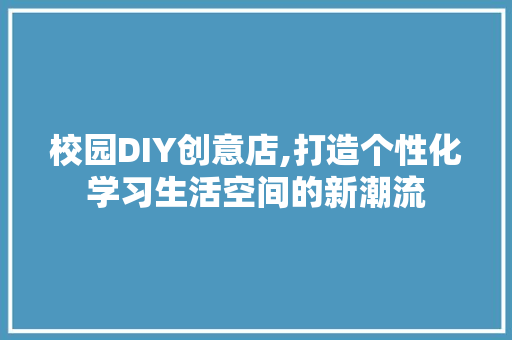 校园DIY创意店,打造个性化学习生活空间的新潮流