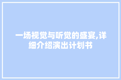 一场视觉与听觉的盛宴,详细介绍演出计划书