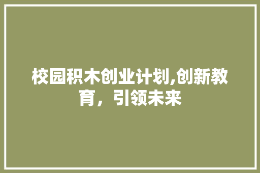 校园积木创业计划,创新教育，引领未来