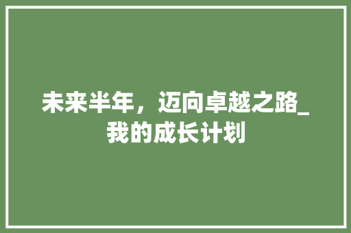 未来半年，迈向卓越之路_我的成长计划