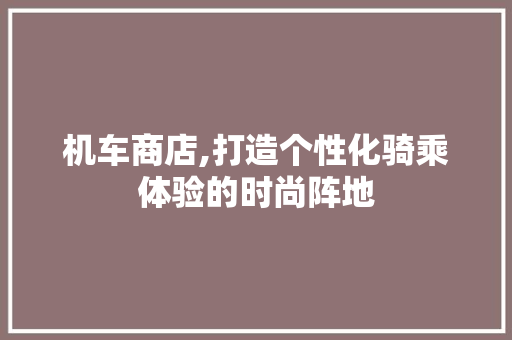 机车商店,打造个性化骑乘体验的时尚阵地