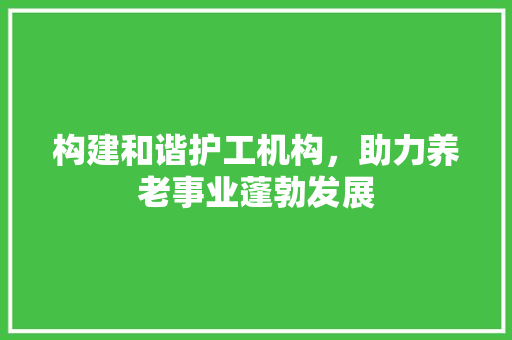 构建和谐护工机构，助力养老事业蓬勃发展