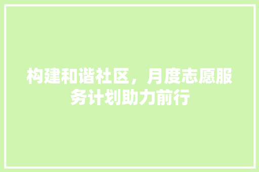 构建和谐社区，月度志愿服务计划助力前行 成语大全