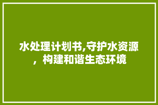水处理计划书,守护水资源，构建和谐生态环境